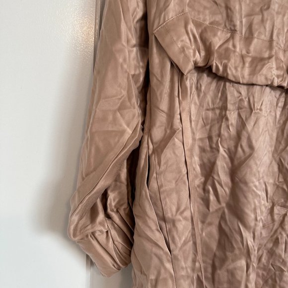 Lunya Washable Silk Robe XS/S Otium Tan Self Tie Belt Hypoallergenic Sleepwear - Picture 9 of 9